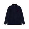 Ralph Lauren High-Density Embroidered Half-Turtleneck Cable Knit Sweater