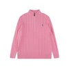 Ralph Lauren High-Density Embroidered Half-Turtleneck Cable Knit Sweater
