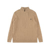 Ralph Lauren High-Density Embroidered Half-Turtleneck Cable Knit Sweater