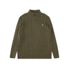 Ralph Lauren High-Density Embroidered Half-Turtleneck Cable Knit Sweater