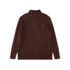Ralph Lauren High-Density Embroidered Half-Turtleneck Cable Knit Sweater