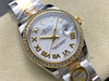 Datejust 31 mm White Roman Dial | Yellow Gold Two-Tone Oyster | Diamond Bezel | ETA 2688