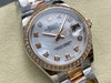 Datejust 31 mm White Mother of Pearl Diamond Dial | Everose Two-Tone Oyster | Diamond Bezel | ETA 2688