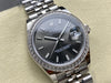 Datejust 31 mm Dark Rhodium Baton Dial | Steel Jubilee | Diamond Bezel | ETA 2688